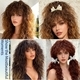 Natural Wool Curl Bangs Synthetic Full Wig High-Temperature Fiber Curly Wig