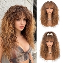 Natural Wool Curl Bangs Synthetic Full Wig High-Temperature Fiber Curly Wig