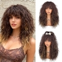 Natural Wool Curl Bangs Synthetic Full Wig High-Temperature Fiber Curly Wig