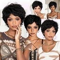 Short Fluffy Black Synthetic Wig With Cap