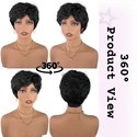 Short Fluffy Black Synthetic Wig With Cap