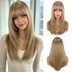 Light brown Golden Blunt Bangs Long Wavy Cosplay Wig High-Temperature Fiber