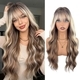 R Gradient Brown Long Curly Brown Wig Natural Wavy Full Head