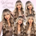 R Gradient Brown Long Curly Brown Wig Natural Wavy Full Head
