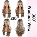 R Gradient Brown Long Curly Brown Wig Natural Wavy Full Head