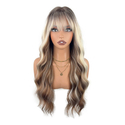 R Gradient Brown Long Curly Brown Wig Natural Wavy Full Head