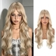 Gold Gold Long Curly Wig Women Lightweight Soft Everyday Styleable Big Wavy Curls