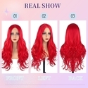 Red Long Curly Big Wavy Bright Red Synthetic Wig
