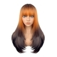 Long Straight Slightly Curly Natural Highlighted Wig Cap