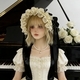 Lolita Curly Lace Straw Bonnet Hat
