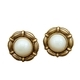 Vintage gold 2.1cm*2.1cm Retro Gold Round Button Pearl Stud Earrings With S925 Silver Posts