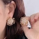 Brass gold-plated earrings Vintage Coral Pearl-Studded Earrings With 8K Gold Plating