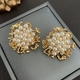 Brass gold-plated earrings Vintage Coral Pearl-Studded Earrings With 8K Gold Plating