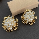 Brass gold-plated earrings Vintage Coral Pearl-Studded Earrings With 8K Gold Plating