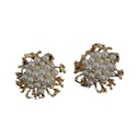 Brass gold-plated earrings Vintage Coral Pearl-Studded Earrings With 8K Gold Plating