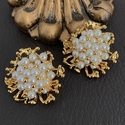 Brass gold-plated earrings Vintage Coral Pearl-Studded Earrings With 8K Gold Plating