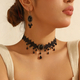 Lace choker + earrings [set] Vintage Black Lace Choker Necklace And Earring Set