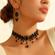 Lace choker + earrings [set] Vintage Black Lace Choker Necklace And Earring Set