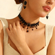 Lace choker + earrings [set] Vintage Black Lace Choker Necklace And Earring Set
