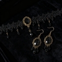 Lace choker + earrings [set] Vintage Black Lace Choker Necklace And Earring Set