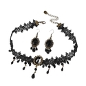 Lace choker + earrings [set] Vintage Black Lace Choker Necklace And Earring Set