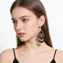 Retro Tassel Cutout Lace Gemstone Stud Earrings For Women