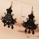 Retro Tassel Cutout Lace Gemstone Stud Earrings For Women