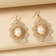 Retro Tassel Cutout Lace Gemstone Stud Earrings For Women