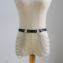 PU Leather Corset Waist Chain With Tassel Multi-Layer Body Chain