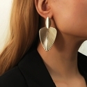 Gold Geometric Metal Leaf Stud Earrings