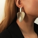 Gold Geometric Metal Leaf Stud Earrings