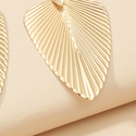 Gold Geometric Metal Leaf Stud Earrings