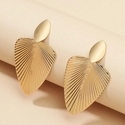 Gold Geometric Metal Leaf Stud Earrings