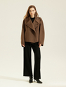 Double-Faced Wool Alpaca Short Coat With Rabbit Fur Trim