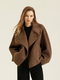 Double-Faced Wool Alpaca Short Coat With Rabbit Fur Trim