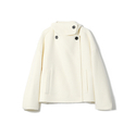 Double-Faced Wool Alpaca Short Coat With Rabbit Fur Trim