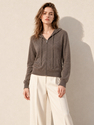 Kaschmir-Woll-Strick-Kapuzencardigan Damen