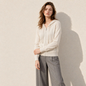 Kaschmir-Woll-Strick-Kapuzencardigan Damen