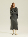 Brown Thick Cashmere Crewneck Knit Pullover Sweater
