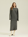 Brown Thick Cashmere Crewneck Knit Pullover Sweater