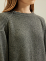 Brown Thick Cashmere Crewneck Knit Pullover Sweater