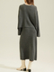 Brauner Dicker Kaschmir-Rundhals-Strickpullover