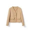 Double-Faced Wool V-Neck Short Jacket