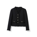 Double-Faced Wool V-Neck Short Jacket