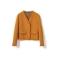 Double-Faced Wool V-Neck Short Jacket