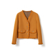 Double-Faced Wool V-Neck Short Jacket