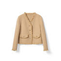 Double-Faced Wool V-Neck Short Jacket