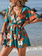 Printed Ruffle Sleeve Cross Neck Jumpsuit