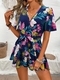 Printed Ruffle Sleeve Cross Neck Jumpsuit