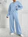 Women's Solid Color Crew Neck Sweatshirt And Sweatpants Two-Piece Set